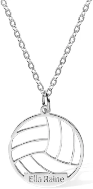 Ailin Custom Volleyball Necklace - Sterling Silver 925/Stainless Steel Volleyball Pendant - Team Jewelry for Women - Birthday & Christmas Gifts