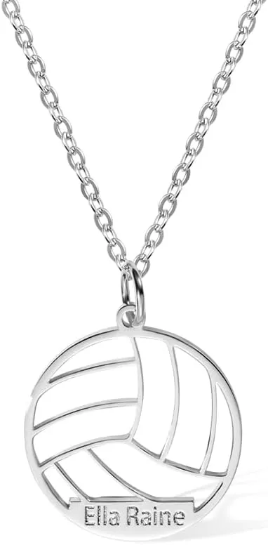 Ailin Custom Volleyball Necklace - Sterling Silver 925/Stainless Steel Volleyball Pendant - Team Jewelry for Women - Birthday & Christmas Gifts