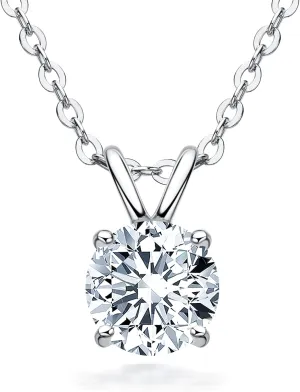 AINUOSHI Moissanite Necklace for Women, 1CT, 2CT, 3CT, 4CT Solitaire Moissanite Pendant Necklace, D-E Color with GRA Certificate, 925 Sterling Silver with 18K Gold Plating, Mother Mom Wife Girlfriend Gifts with Jewelry Box Packed