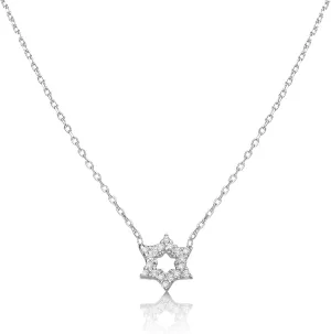 Alef Bet by Paula Dainty Jewish Star of David Necklace For Women With Pave Sparkling Cubic Zirconia Stones