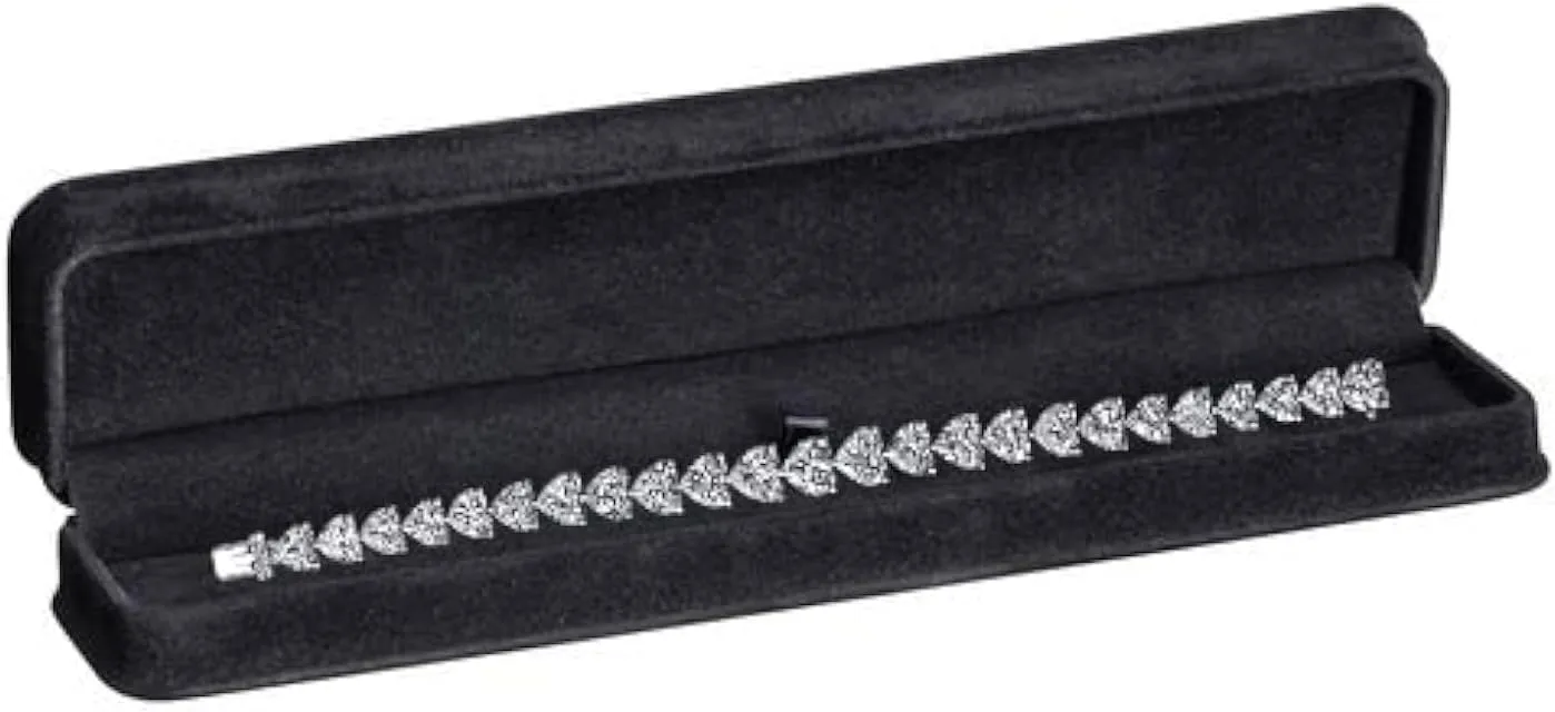 Allure - Rich Suede Black Luxury Bracelet Box, Elegant Diamond Bracelet Case, With Black Velour Interior, Jewelry Display Gift Box, For Unique Proposal, Engagement Or Wedding.