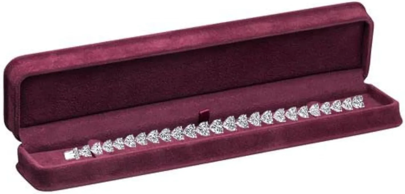 Allure - Rich Suede Burgundy Bracelet Box, Elegant Diamond Bracelet Case, With Burgundy Velour Interior, Jewelry Display Gift Box, For Unique Proposal, Engagement Or Wedding.