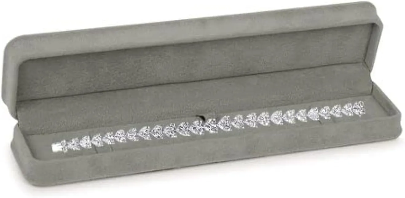 Allure - Rich Suede Gray Luxury Bracelet Box, Elegant Diamond Bracelet Case, With Gray Velour Interior, Jewelry Display Gift Box, For Unique Proposal, Engagement Or Wedding.