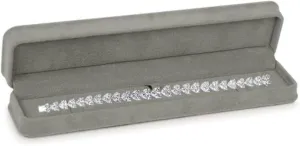 Allure - Rich Suede Gray Luxury Bracelet Box, Elegant Diamond Bracelet Case, With Gray Velour Interior, Jewelry Display Gift Box, For Unique Proposal, Engagement Or Wedding.