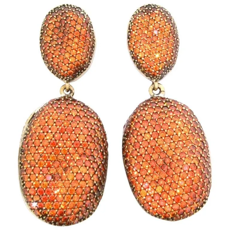 Amber Crystal Pebble Designer Earrings by JCM
