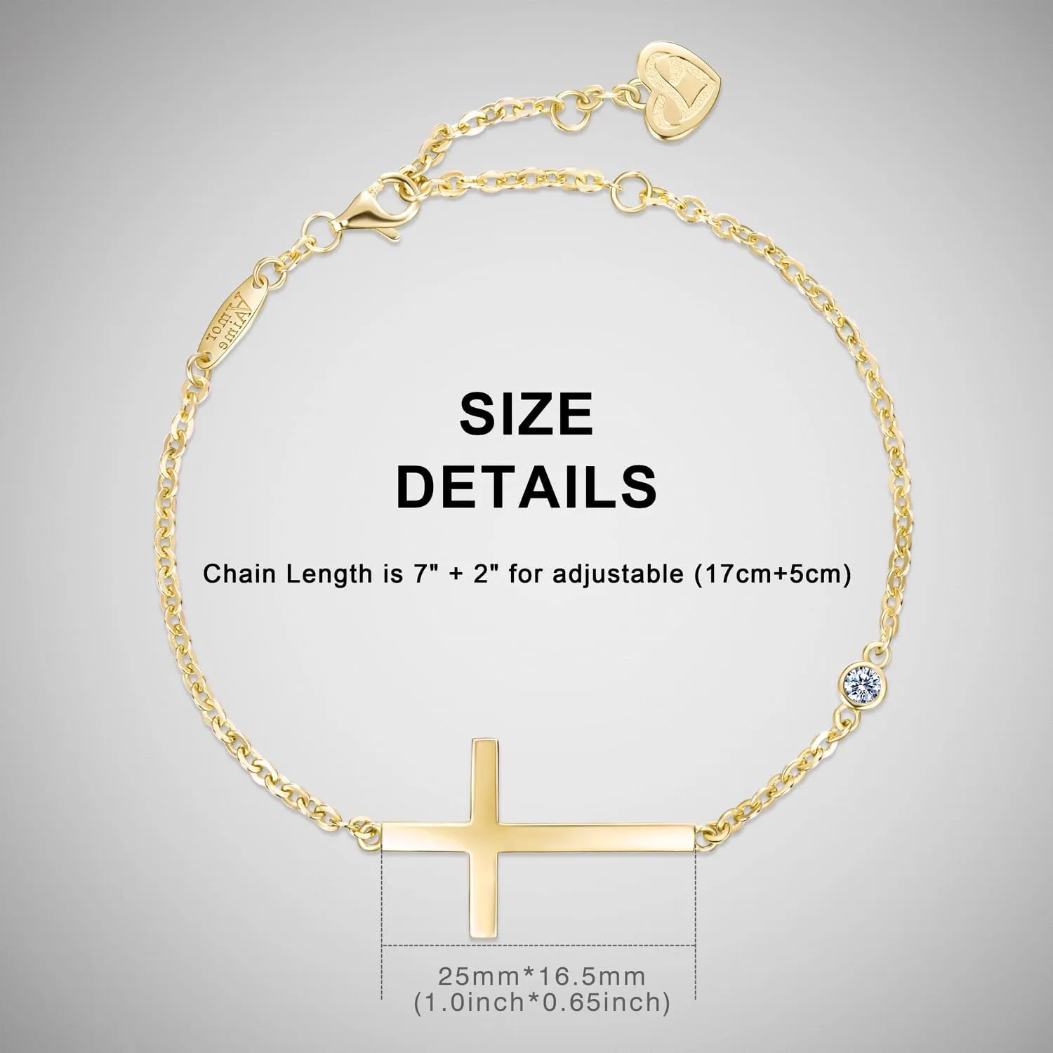 AmorAime 925 Sterling Silver Cross Bracelet for Women Christian Faith Bracelet 14K Gold Plated Bracelets Believe CZ Adjustable for Easter or Holiday