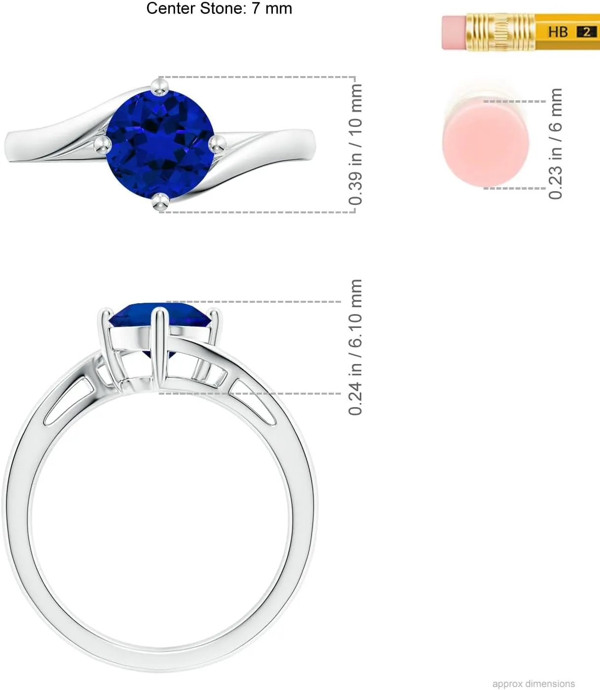 Angara Classic Round Lab Grown Blue Sapphire Solitaire Bypass Engagement Ring in 14K Solid Gold/Platinum | Birthday, Anniversary, Wedding Jewelry Gift for Women