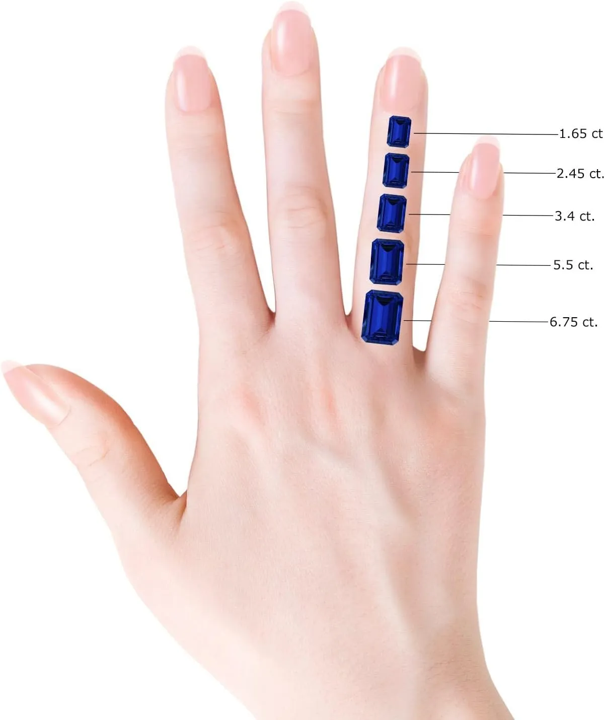 Angara Emerald-Cut Lab Grown Blue Sapphire and Trapezoid Diamond Hidden Halo Engagement Ring in 14K Solid Gold/Platinum | Birthday, Anniversary, Wedding Jewelry Gift for Women