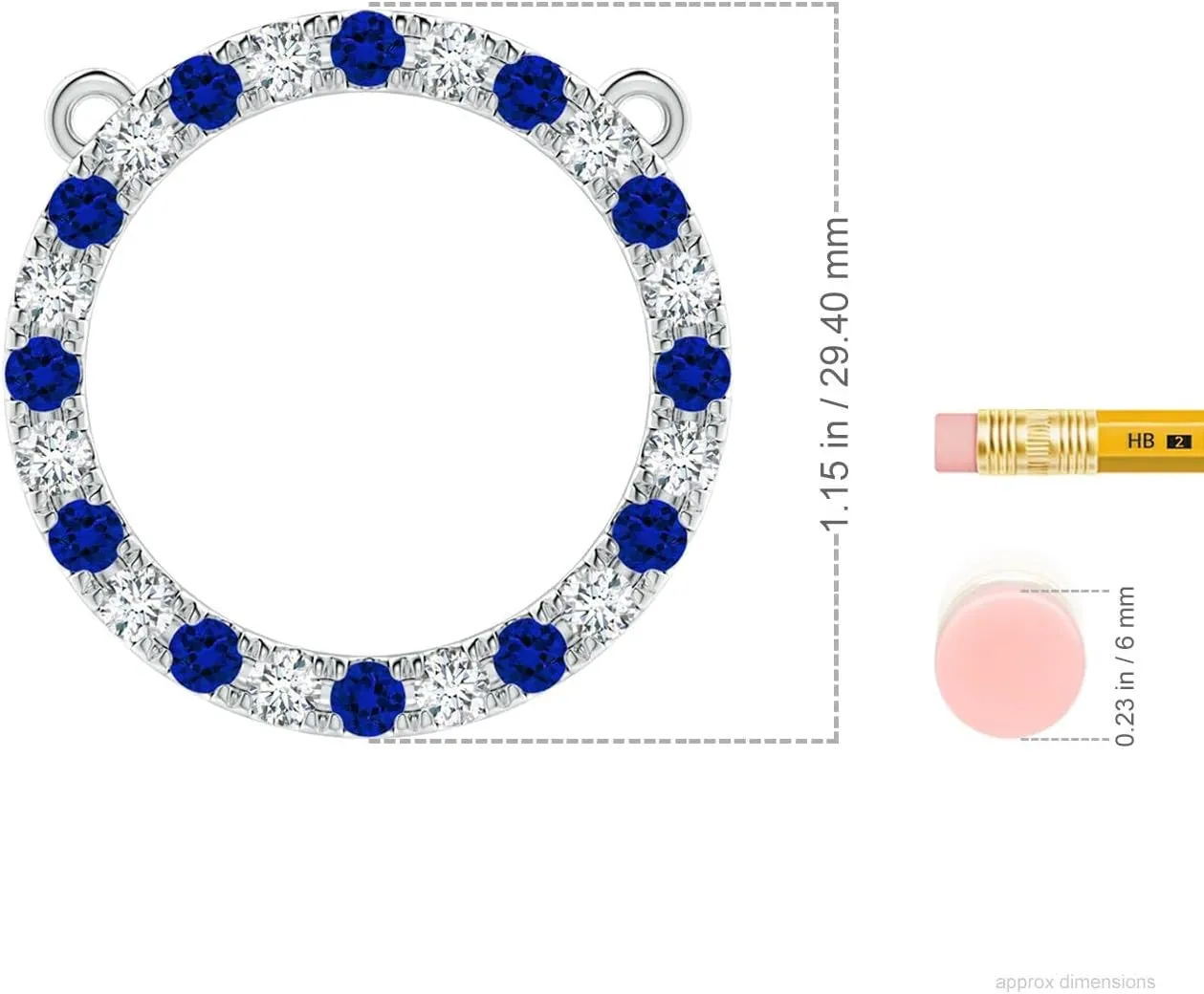 Angara Lab Grown Blue Sapphire and Diamond Open Circle Eternity Pendant in 14K Solid Gold/Platinum | Birthday, Engagement, Anniversary, Wedding Jewelry Gift for Women