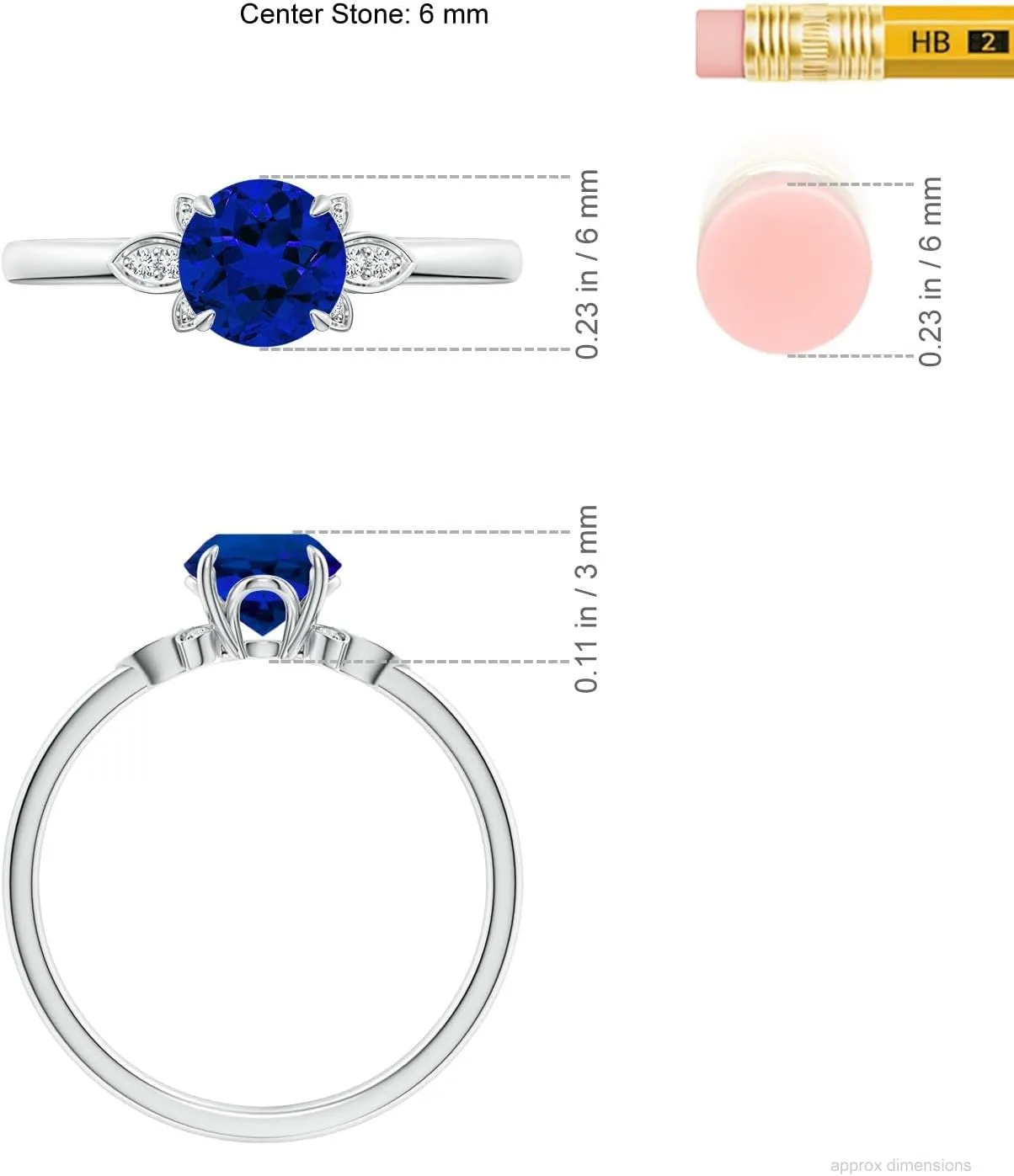 Angara Lab Grown Nature-Inspired Round Blue Sapphire Engagement Ring in 14K Solid Gold/Platinum | Birthday, Anniversary, Wedding Jewelry Gift for Women