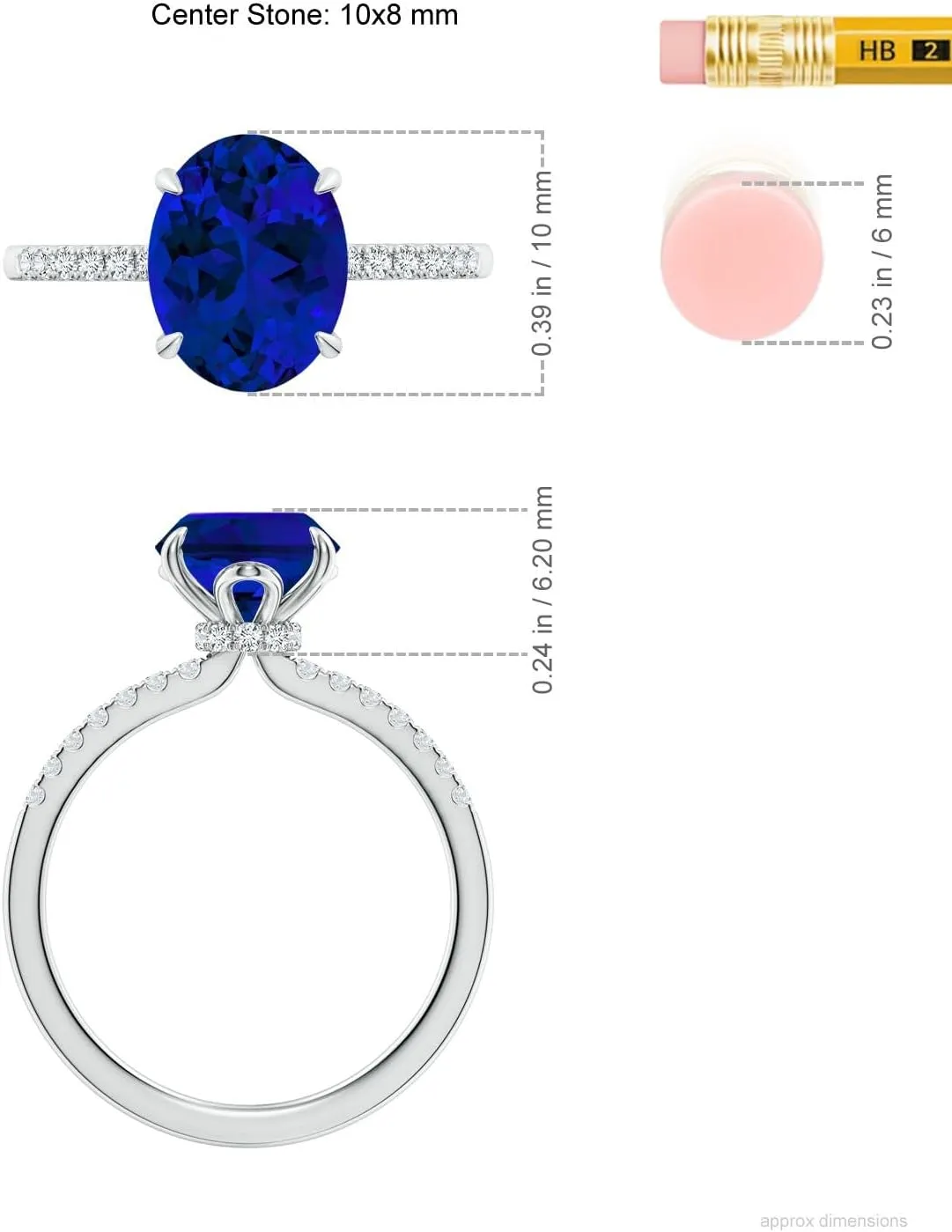 Angara Lab Grown Oval Blue Sapphire Hidden Halo Engagement Ring in 14K Solid Gold/Platinum | Birthday, Anniversary, Wedding Jewelry Gift for Women