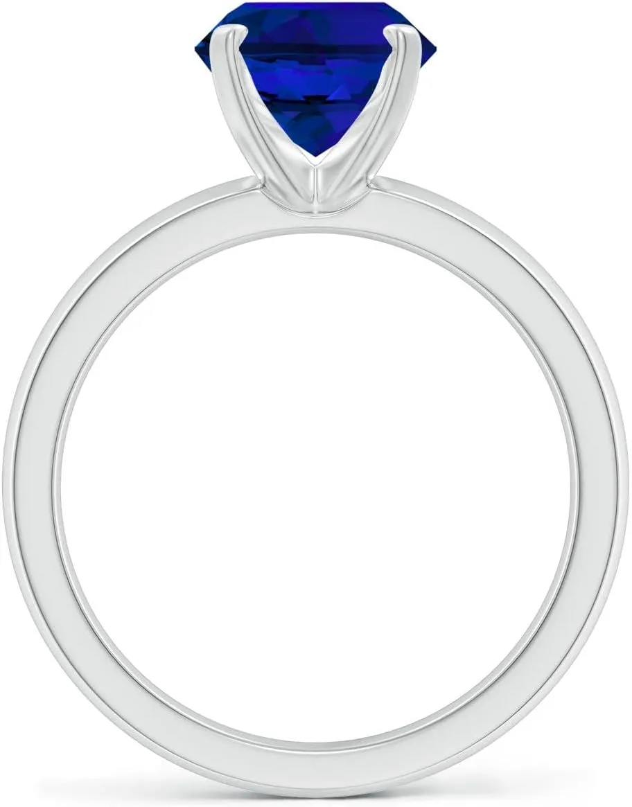 Angara Lab Grown Prong-Set Oval Blue Sapphire Solitaire Engagement Ring in 14K Solid Gold/Platinum | Birthday, Anniversary, Wedding Jewelry Gift for Women