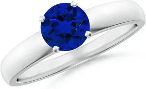 Angara Lab Grown Prong-Set Round Blue Sapphire Solitaire Engagement Ring in 14K Solid Gold/Platinum | Birthday, Anniversary, Wedding Jewelry Gift for Women