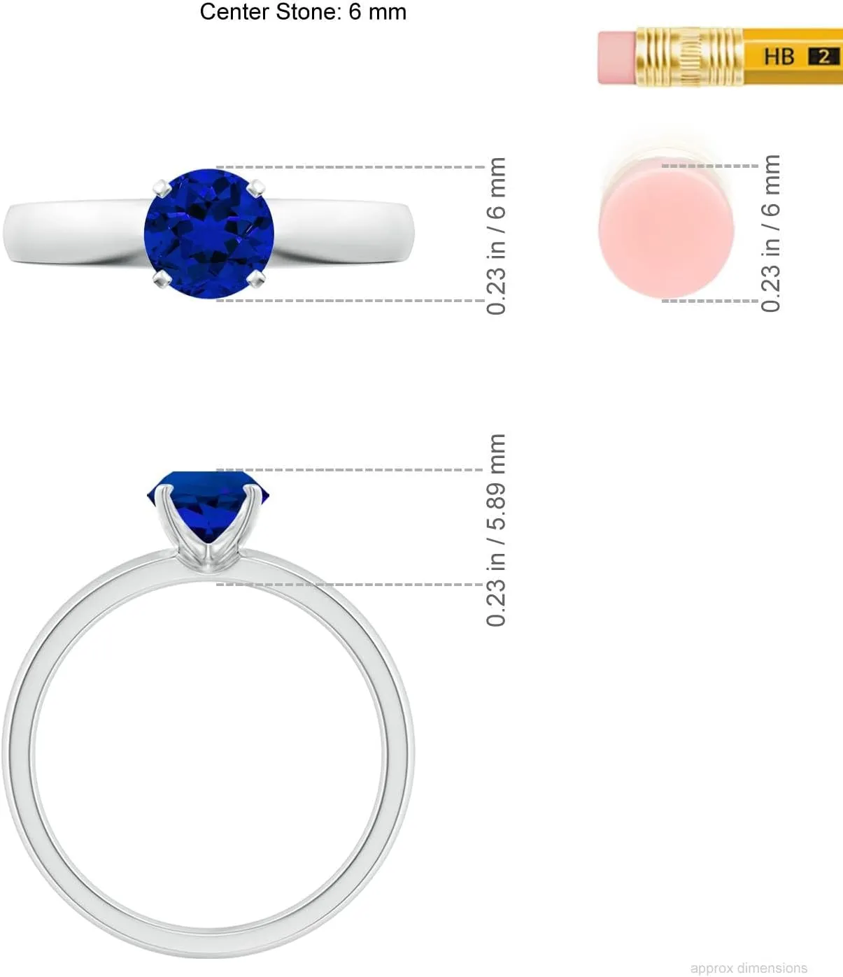 Angara Lab Grown Prong-Set Round Blue Sapphire Solitaire Engagement Ring in 14K Solid Gold/Platinum | Birthday, Anniversary, Wedding Jewelry Gift for Women
