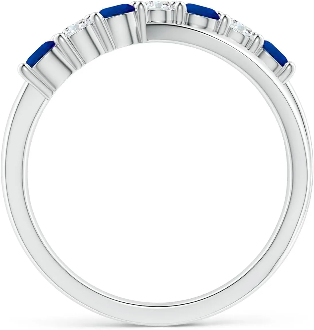 Angara Lab Grown Round Blue Sapphire and Diamond Crossover Ring in 14K Solid Gold/Platinum | Birthday, Engagement, Anniversary, Wedding Jewelry Gift for Women