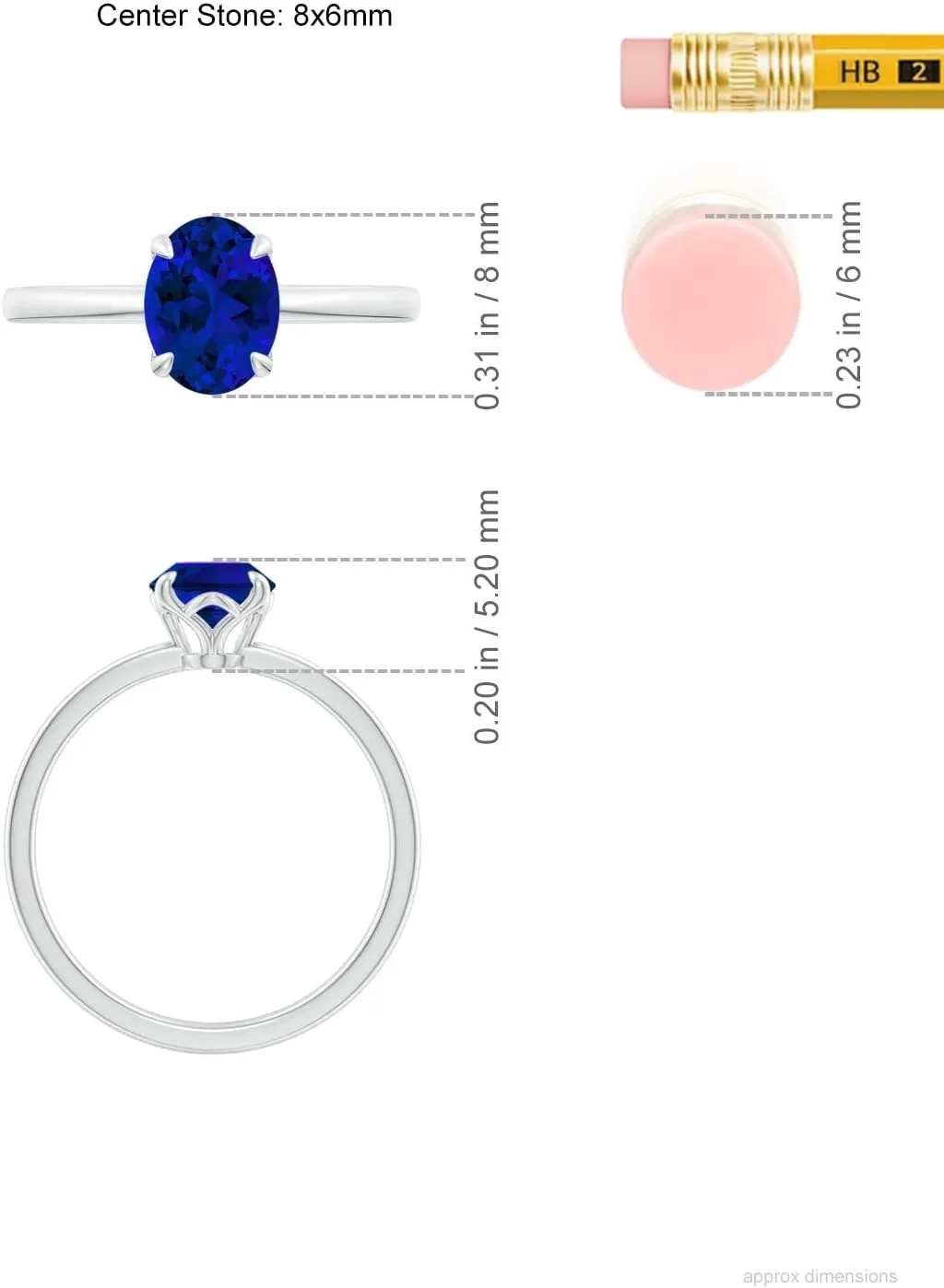 Angara Lab Grown Solitaire Oval Blue Sapphire Classic Engagement Ring in 14K Solid Gold/Platinum | Birthday, Anniversary, Wedding Jewelry Gift for Women