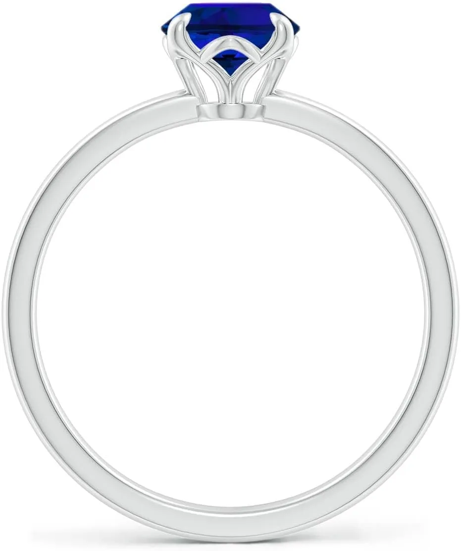 Angara Lab Grown Solitaire Oval Blue Sapphire Classic Engagement Ring in 14K Solid Gold/Platinum | Birthday, Anniversary, Wedding Jewelry Gift for Women
