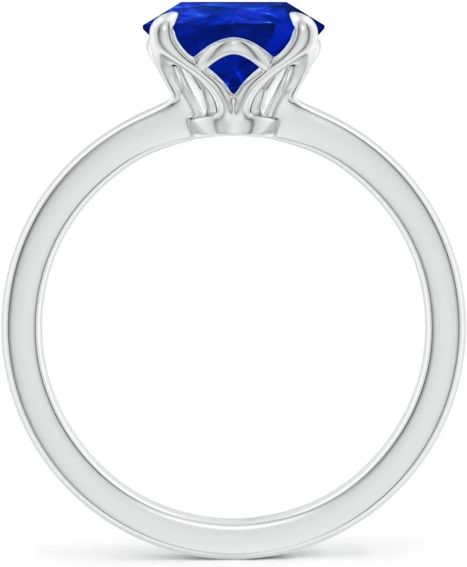 Angara Lab Grown Solitaire Pear-Shaped Blue Sapphire Classic Engagement Ring in 14K Solid Gold/Platinum | Birthday, Anniversary, Wedding Jewelry Gift for Women