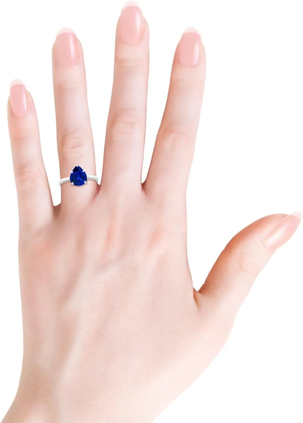 Angara Lab Grown Solitaire Pear-Shaped Blue Sapphire Classic Engagement Ring in 14K Solid Gold/Platinum | Birthday, Anniversary, Wedding Jewelry Gift for Women