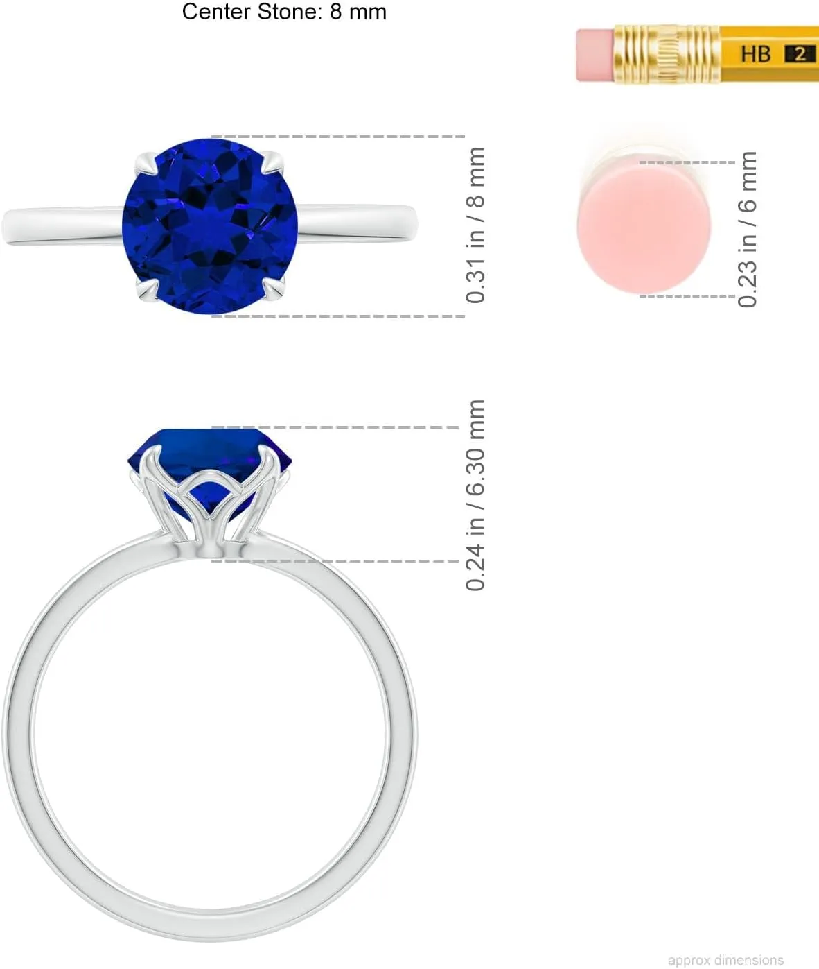 Angara Lab Grown Solitaire Round Blue Sapphire Classic Engagement Ring in 14K Solid Gold/Platinum | Birthday, Anniversary, Wedding Jewelry Gift for Women