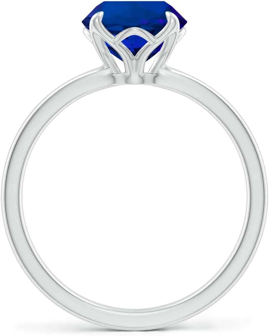 Angara Lab Grown Solitaire Round Blue Sapphire Classic Engagement Ring in 14K Solid Gold/Platinum | Birthday, Anniversary, Wedding Jewelry Gift for Women