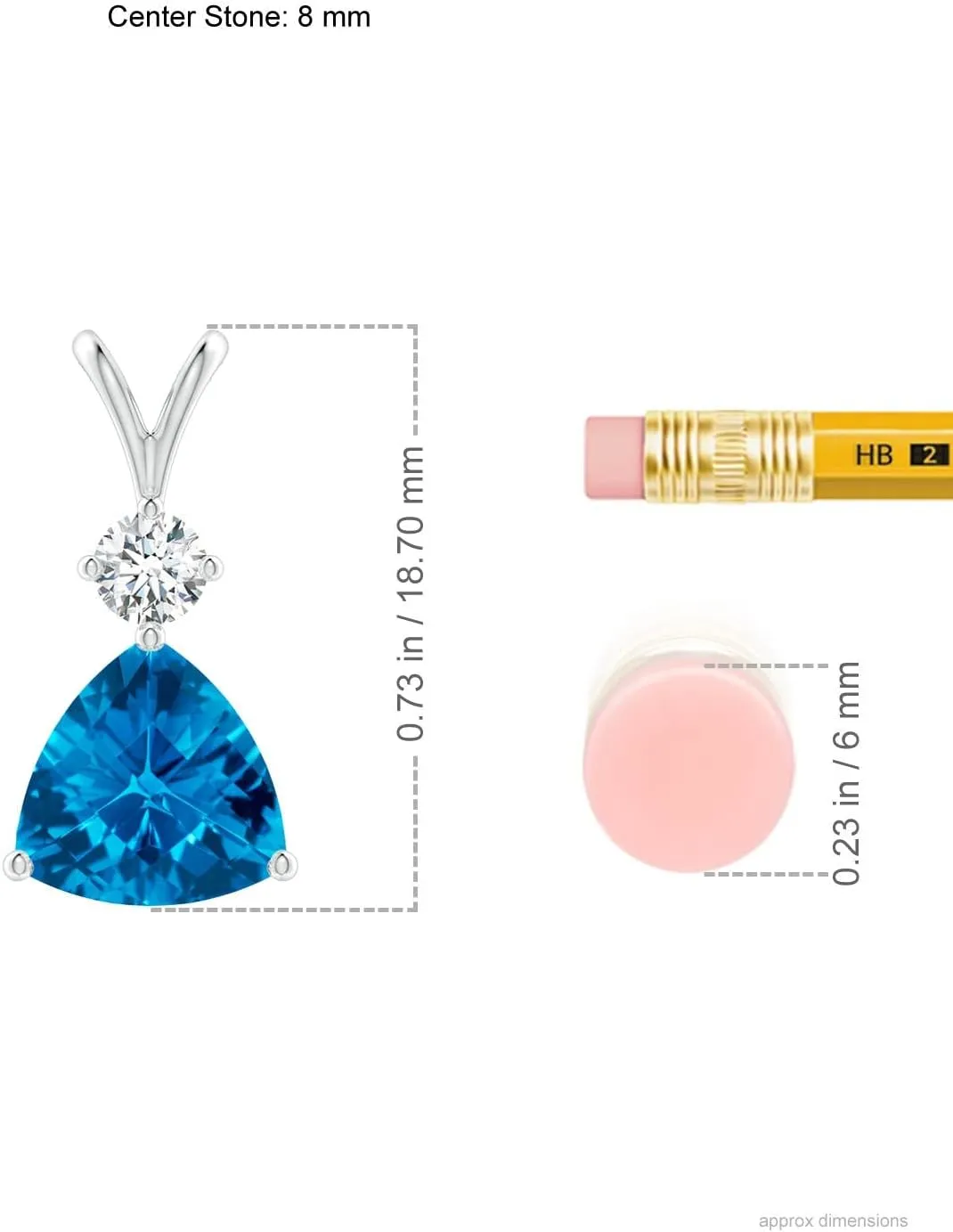 Angara Natural Trillion Checker-Cut Swiss Blue Topaz Solitaire Pendant in 14K Solid Gold/Platinum | November Birthstone, Birthday, Engagement, Anniversary, Wedding Jewelry Gift for Women