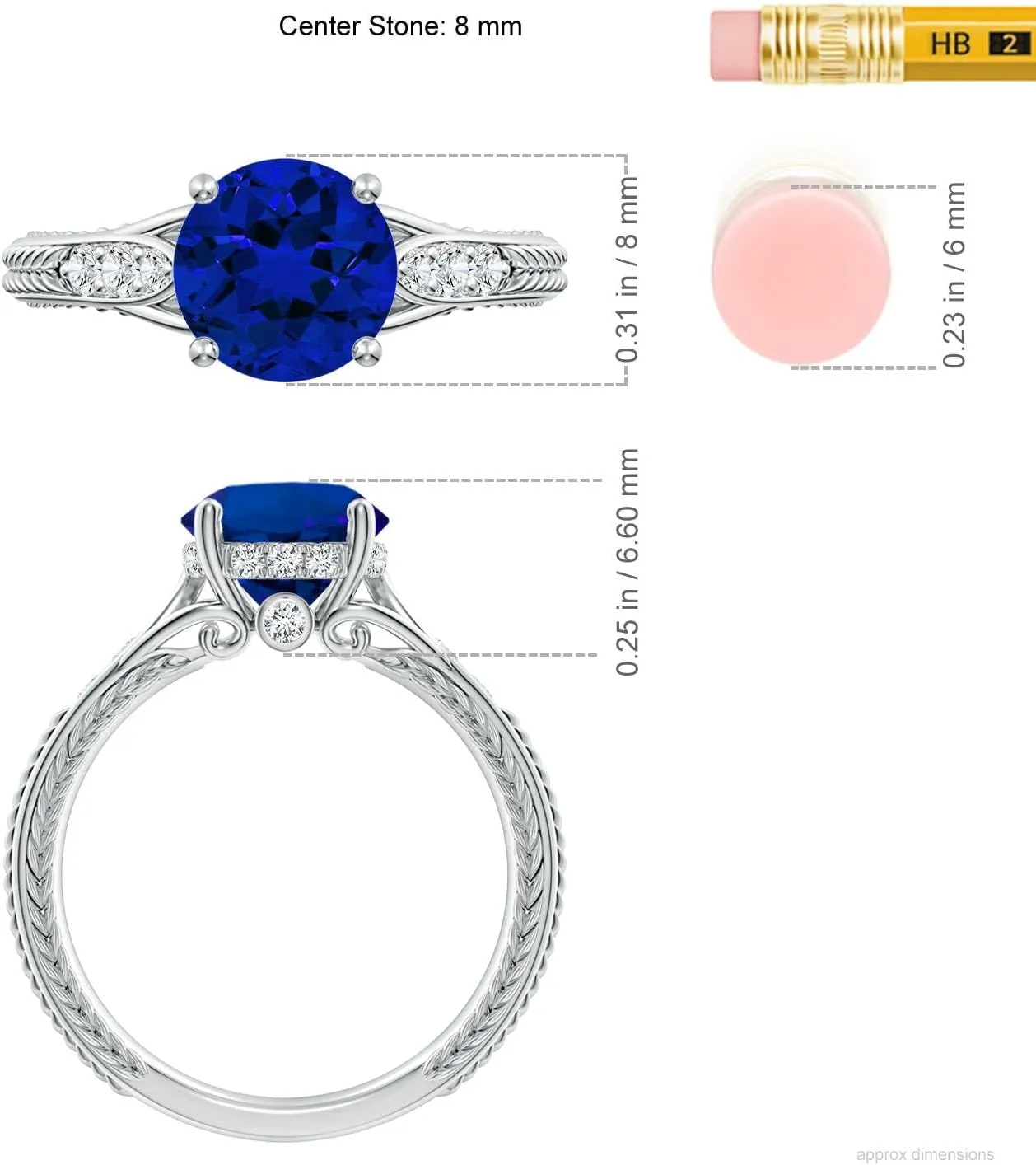 Angara Vintage Inspired Round Lab Grown Blue Sapphire Hidden Halo Engagement Ring in 14K Solid Gold/Platinum | Birthday, Anniversary, Wedding Jewelry Gift for Women