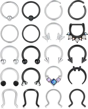 Anicina 16G Septum Rings Hoop Jewelry Nose Ring Horseshoe Stainless Steel Cartilage Earrings Helix Tragus Piercing