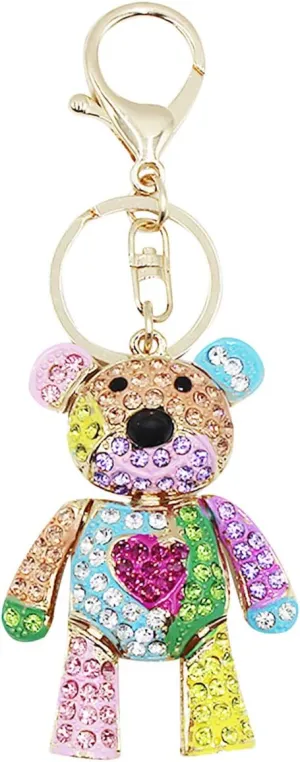 ANKOMINA Women Girl Crystal Rhinestone Keychain Sparkling Key Ring Charm Purse Pendant Handbag Bag Decoration,Bear
