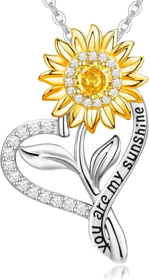 Anniversary for Gifts for Women, 18k Gold Plated Sunflower Necklaces for Women, Anniversary Her Gifts Birthday Gift for Wife You Are My Sunshine Woman's Jewelry Girlfriend Grandma Mom Daughter