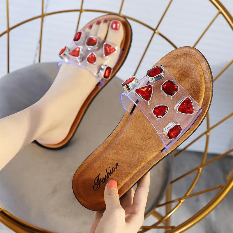 Anti-slip Trendy Sandals With Gemstones And Diamonds