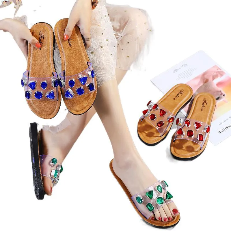 Anti-slip Trendy Sandals With Gemstones And Diamonds