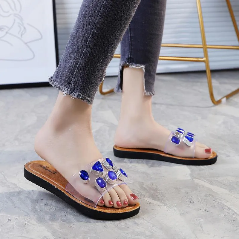 Anti-slip Trendy Sandals With Gemstones And Diamonds