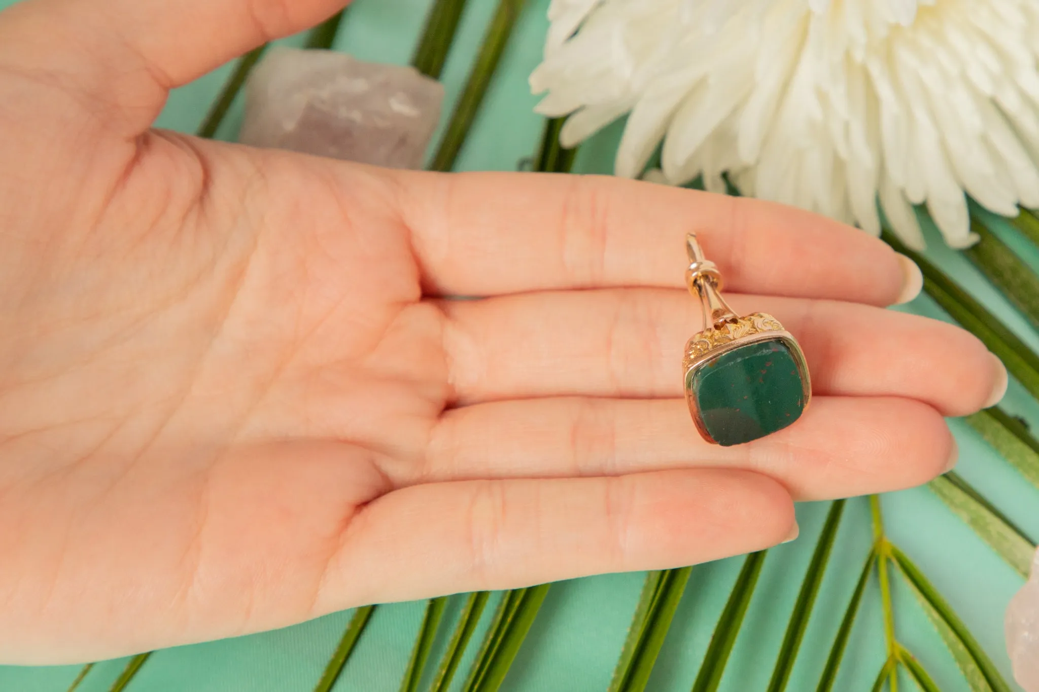 Antique 9ct Gold Bloodstone Fob