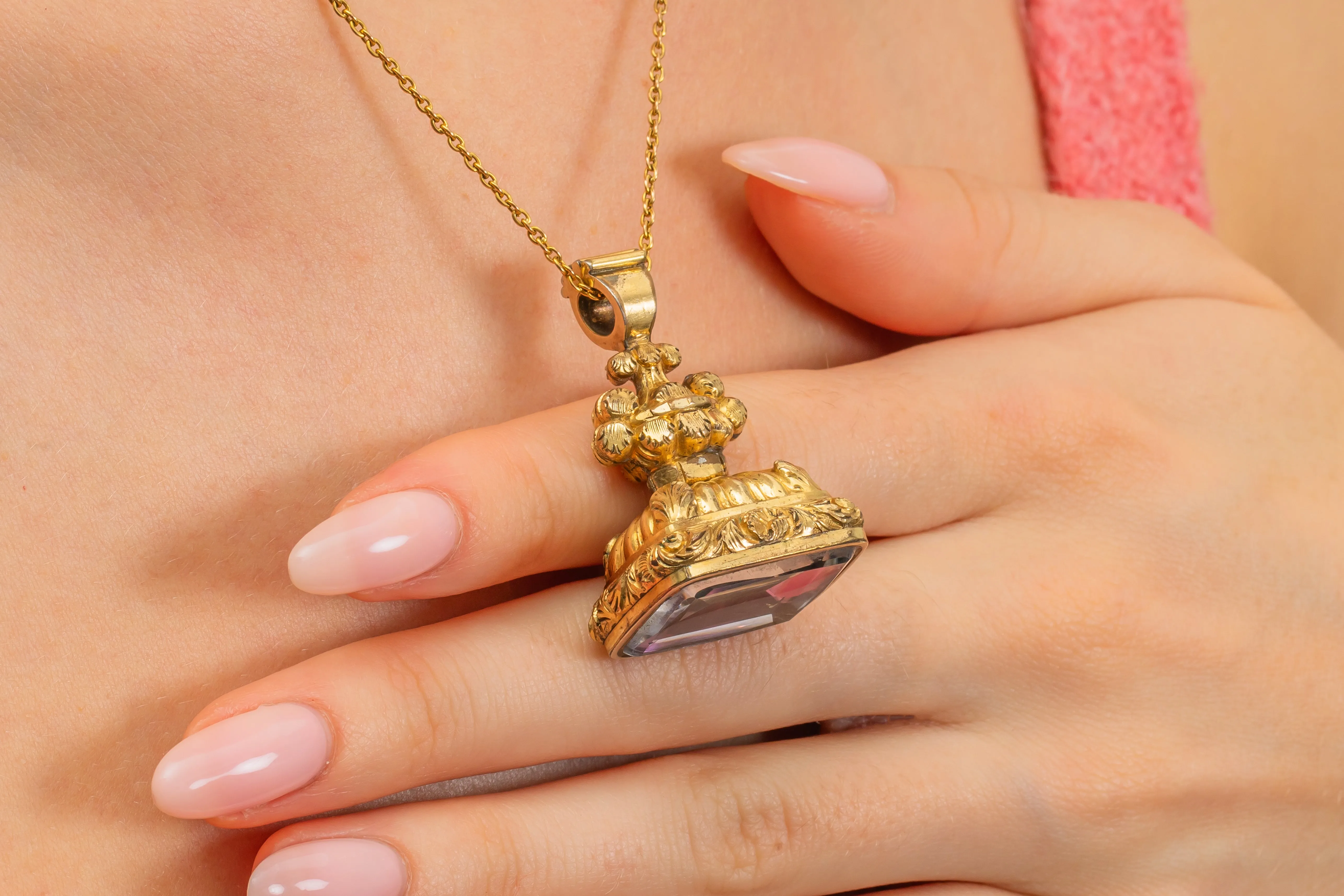Antique Foiled Rock Crystal Fob Pendant, 19.80ct