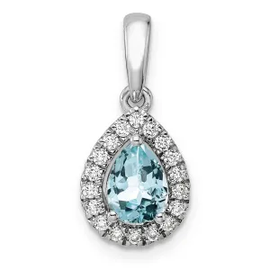 Aquamarine Diamond Halo Pendant