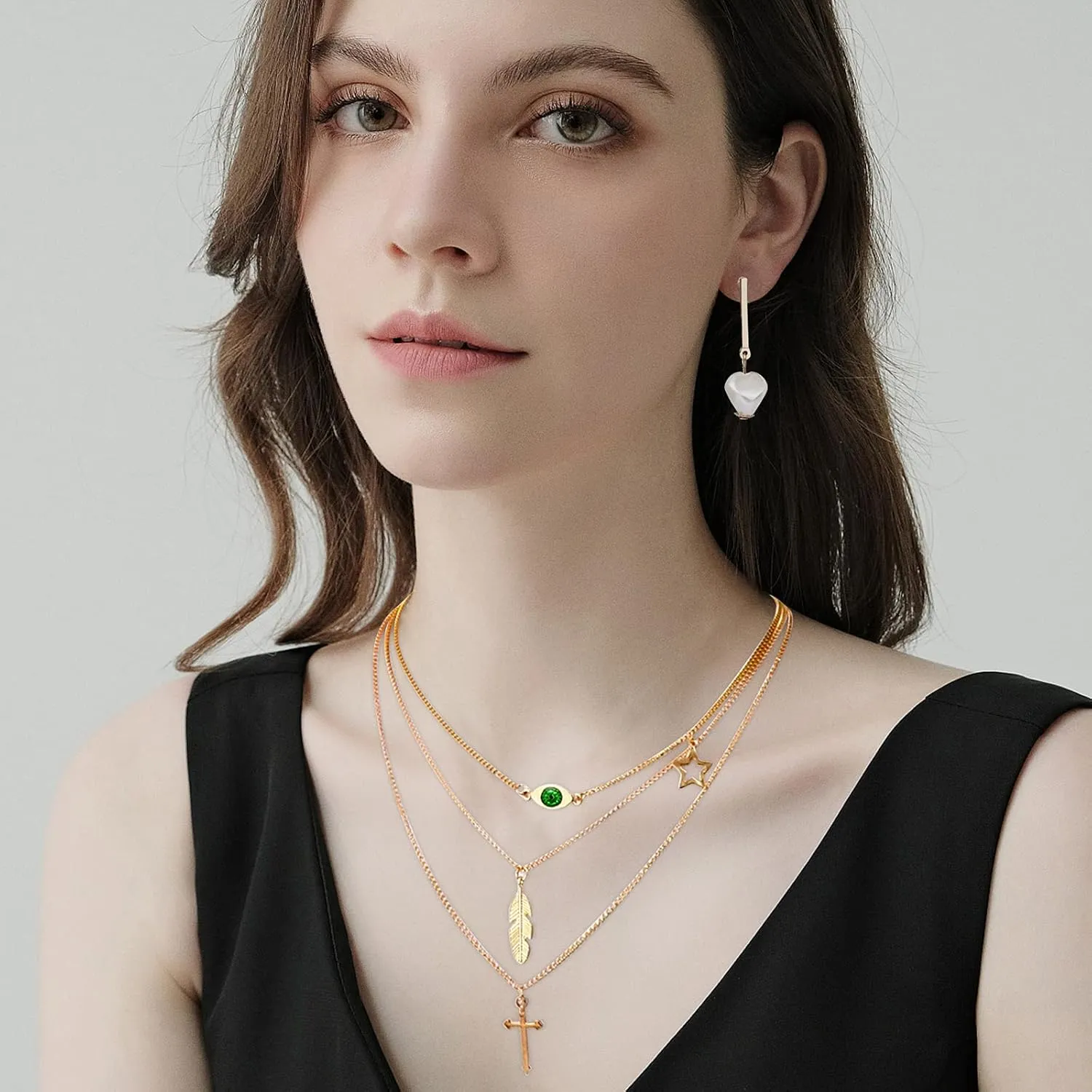 AROIC 38-52PCS Jewelry Set with Necklace Bracelet Layered Ball Dangle Hoop Stud Earrings for Women Jewelry Fashion and Valentine Birthday Party Gift