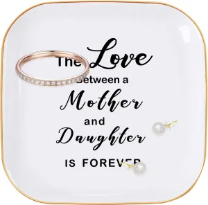 Artlunar Ceramic Ring Dish, Jewelry Dish Tray, Mother&Daughter Gifts Birthday Mothers Day Valentines Mom Gifts from Daughters Mother Daughter Love