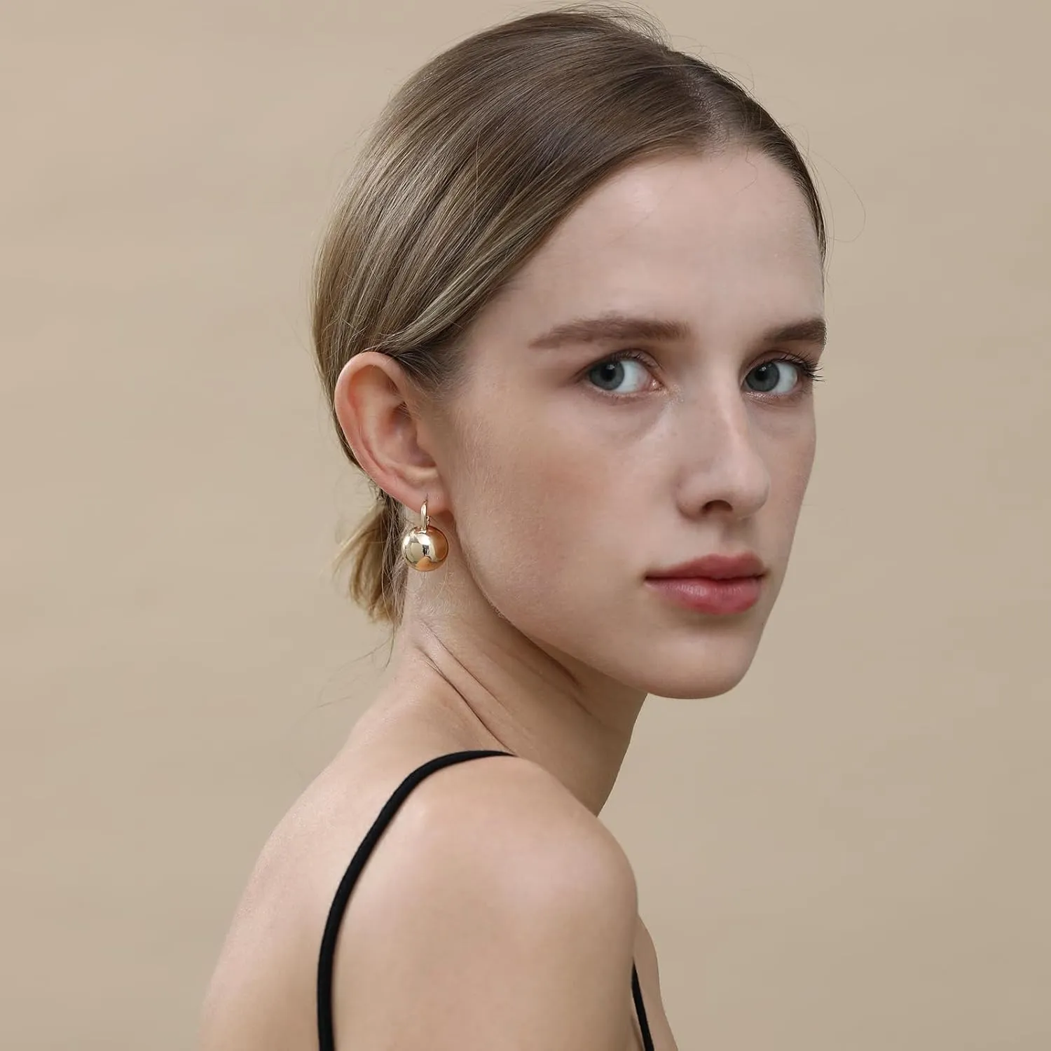 Ascona Gold/Silver Hoop Earrings, Gold Plated Ball Drop Dangle Hypoallergenic Lightweight Earrings for Women