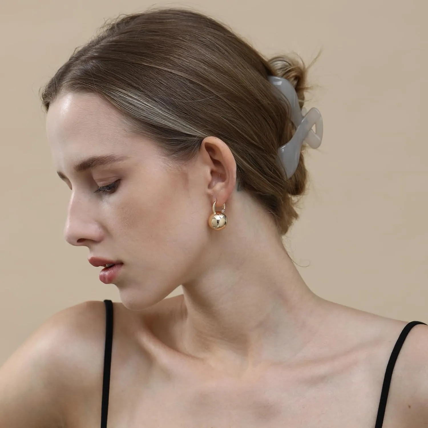Ascona Gold/Silver Hoop Earrings, Gold Plated Ball Drop Dangle Hypoallergenic Lightweight Earrings for Women