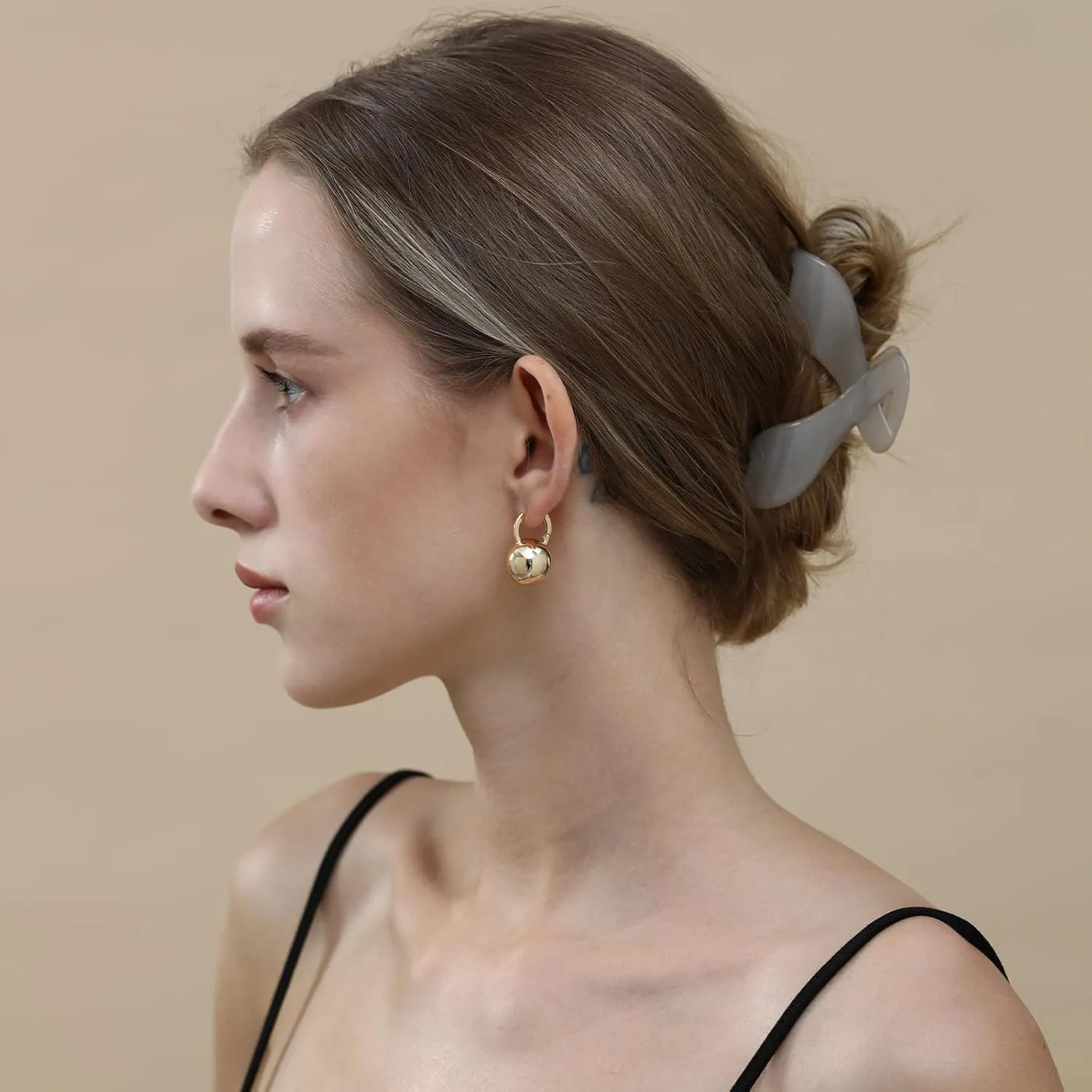 Ascona Gold/Silver Hoop Earrings, Gold Plated Ball Drop Dangle Hypoallergenic Lightweight Earrings for Women
