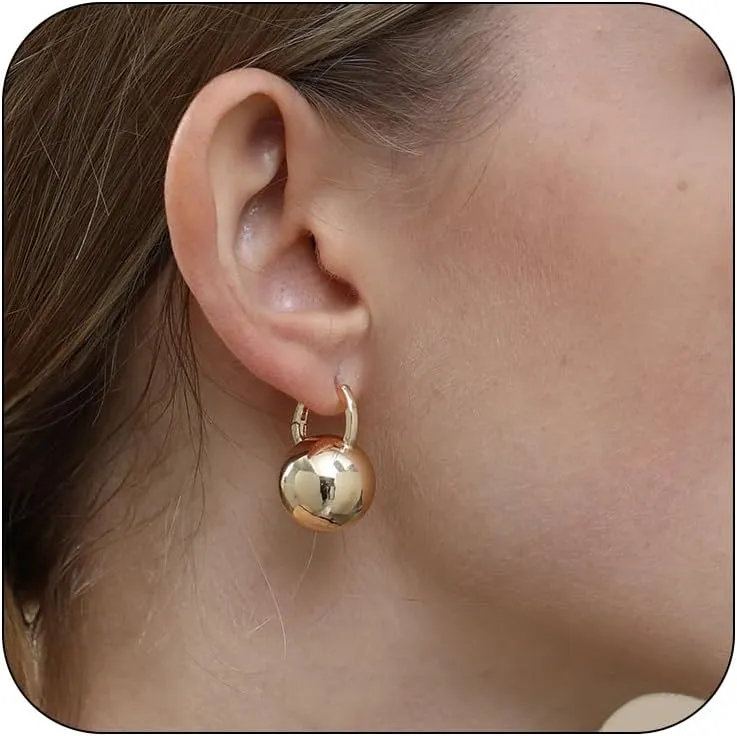 Ascona Gold/Silver Hoop Earrings, Gold Plated Ball Drop Dangle Hypoallergenic Lightweight Earrings for Women