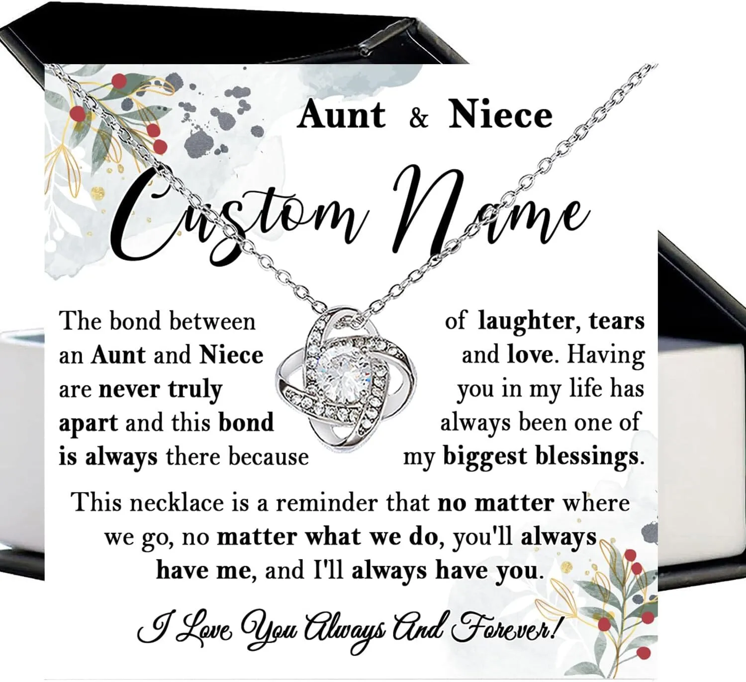 Aunt Niece Necklace Custom Name, Personalized Aunt Niece Gift, To My Nieces Gifts From Aunts, Gift For Aunst From Nieces, Anniversary Christmas Birthday Gifts For Her