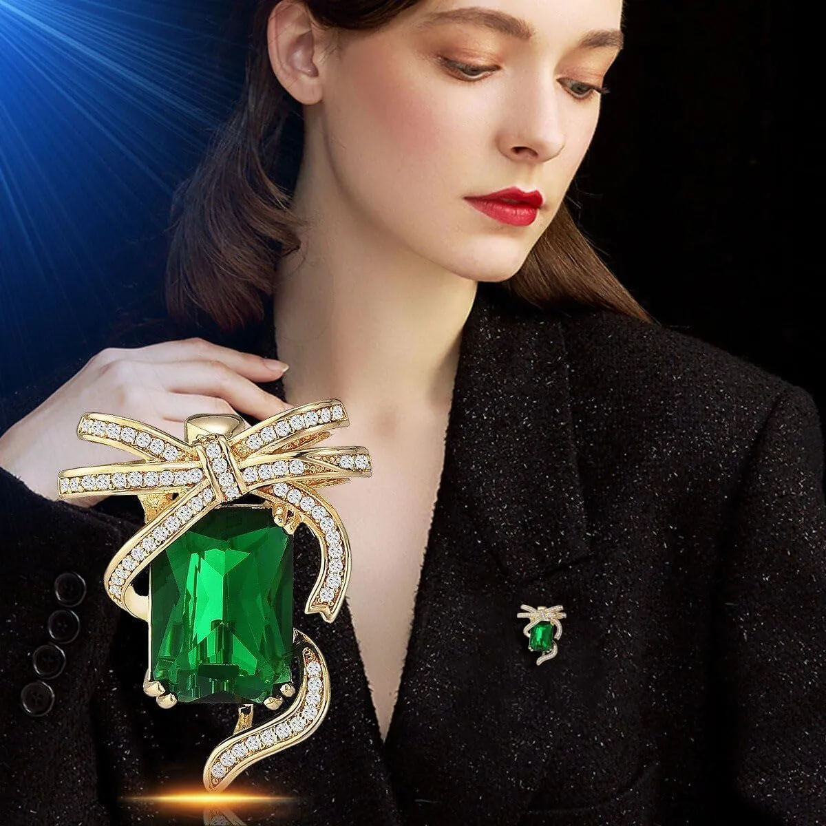 Austrian Crystal Brooch Sparkling Rhinestone Brooch 18k Gold-Plated Birthstone Lapel Pin Jewelry Birthday Gifts for Women