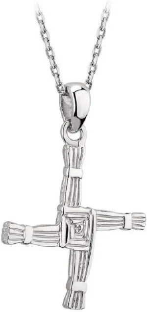 Avantaway St Brigids Cross Necklace Sterling Silver 2 Sided Irish Made