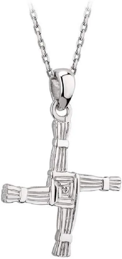 Avantaway St Brigids Cross Necklace Sterling Silver 2 Sided Irish Made