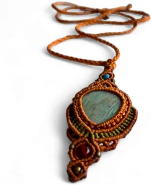 AYANA Amazonite Handmade Macrame Necklace for Women | Adjustable Healing Crystal Pendant | Eco-Friendly, Handcrafted Macram Jewelry with Ethically Sourced Gemstones | Women's Tribal Bohemian Jewelry