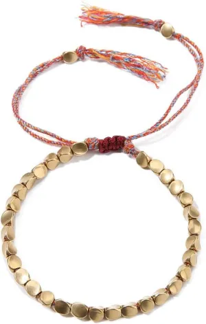 BALIBALI Handmade Tibetan Copper Beads Bracelet Lucky Rope Bracelet Rope String Bracelet Handmade Braided Cotton Copper Beads for Women Men