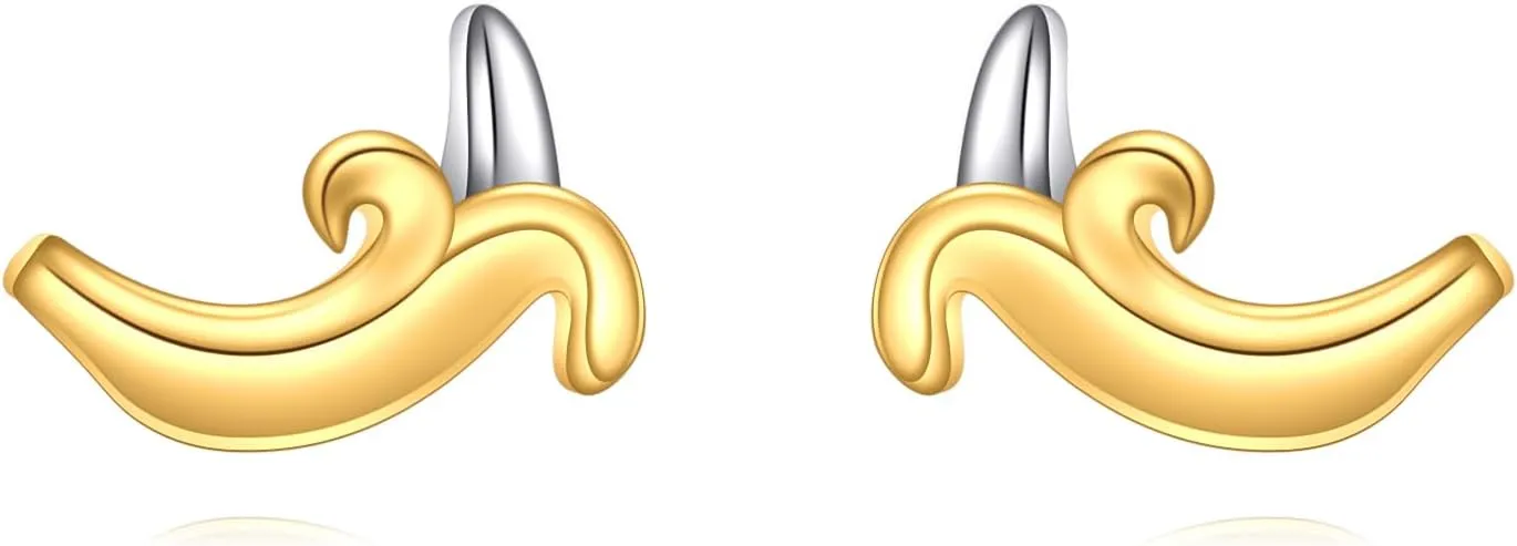 Banana Stud Earring Sterling Silver Hypoallergenic Fruit Earrings