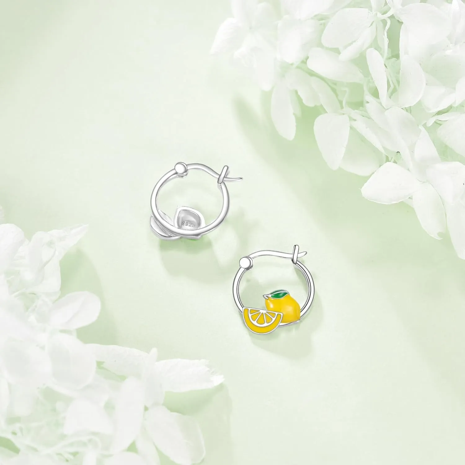 Banana/Orange Slice Earrings 925 Sterling Silver Fruit Hoop Earrings Orange Fruit Jewelry Gifts for Fruit Lover